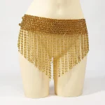 Shimmy-Ceinture extensible perlée pour la danse du ventre avec cloches, accessoires de danse, ceinture triangle, ensemble de bijoux, collier et bracelet