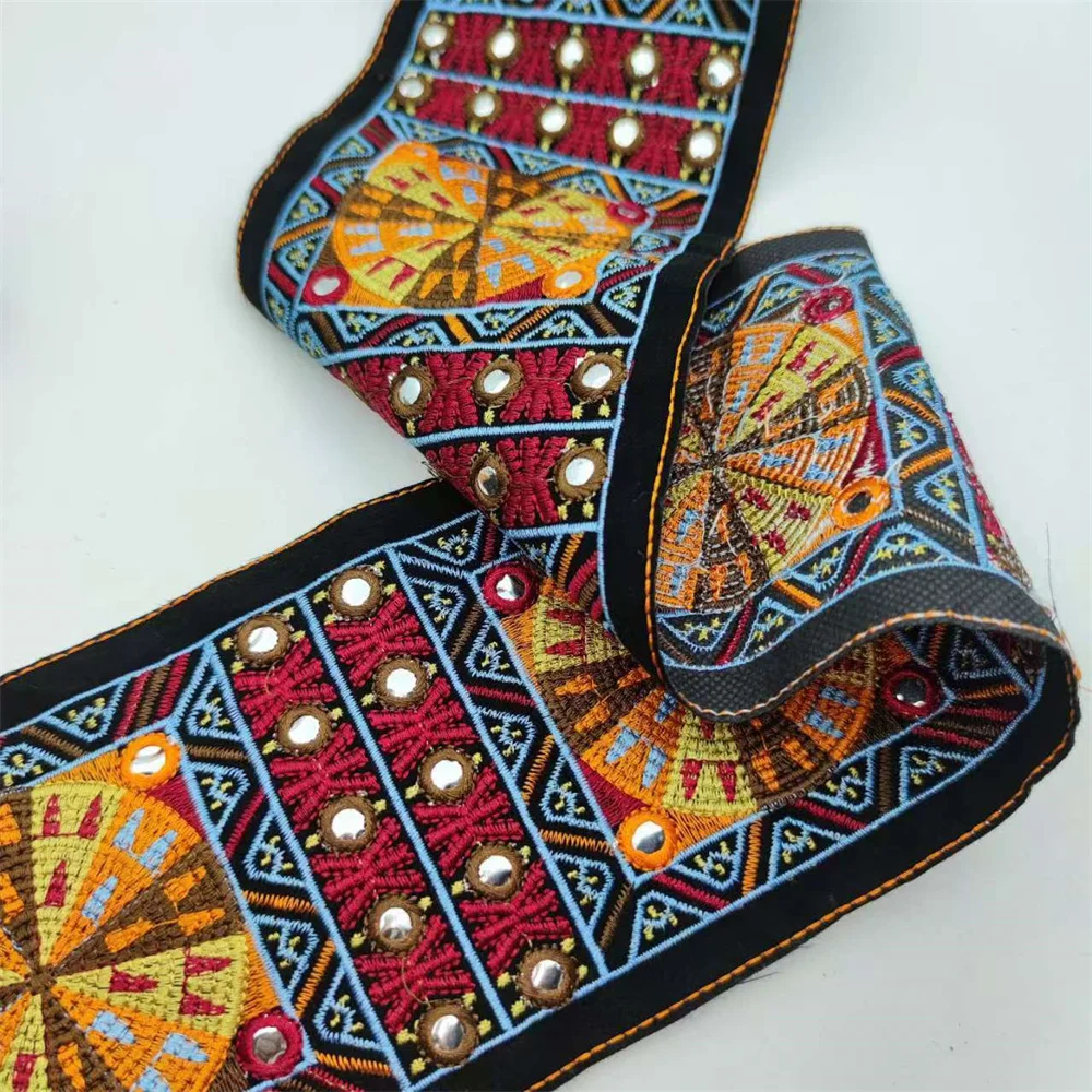 ruban de dentelle brodé, tissu africain, appliques de couture, garniture ronde, chapeau, sac, accessoires vestisens