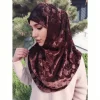 femmes doux velours une pièce hijab longue turban musulman islamique pleine tête impression hijab écharpe