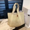elegant ladies straw woven handbag women holiday beach commute casual tote top handle bags fashion retro shoulder bags 2024