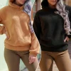 sweat à capuche pour femme, mode coréenne, oreilles d'ours, mignon, ample, moelleux, chaud, haut à manches longues, pull solide, hiver 2025