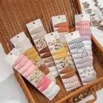 10 pièces/lot Ins 6cm fleur imprimé coton alliage cheveux arc Snap Clips ensemble tissu Plaid Bobby épingles à cheveux pinces à cheveux filles enfants chapeaux