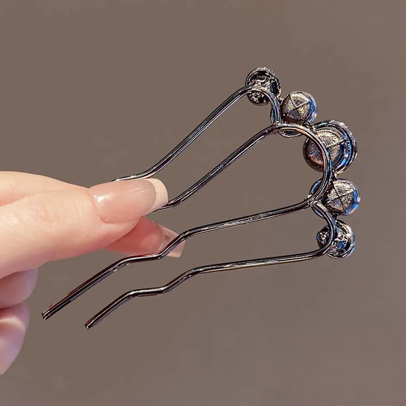 Épingles à cheveux coréennes en forme de U pour femmes, pinces à cheveux en perles de Style élégant, fourchettes en métal, épingles à cheveux en perles Vintage, outils de coiffure, cadeaux