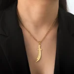 Lucktune Imam Ali Zulfiqar épée pendentif collier en acier inoxydable femmes collier calligraphie arabe amulette musulmane bijoux cadeau