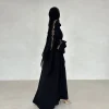 abaya ouvert sur le devant avec hijab, ensemble de 2 pièces, broderie musulmane, abayas pour femmes, dubaï, vêtements islamiques modestes, kaftan, robes turques