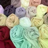 Ramadan musulman en mousseline de soie Hijabs pour femme couleur unie foulard Long châle écharpe mince respirant crème solaire tête enveloppement Hijabs écharpe