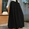 jupe longue décontractée pour femme, couleur unie, taille haute, ligne a élastique, style coréen, mode automne