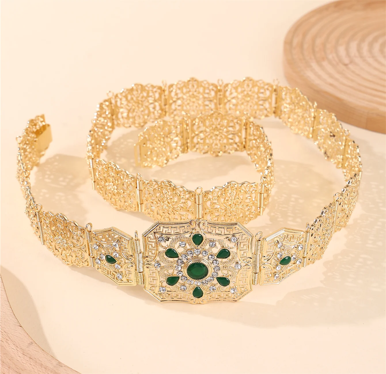bijoux de mariage marocain, ceinture de robe pour femmes, chaîne de taille ajourée en cristal, cadeau de fête de mariée, longue chaîne de corps réglable