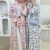 Femmes musulmanes dubaï Abaya luxe Double couche en mousseline de soie imprimé Robe Hijab caftan Ramadan Robe Femme Islam robes africaines Kebaya