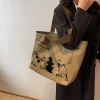 sac fourre tout en toile pour femmes, sac à bandoulière spacieux et durable à la mode avec fermeture à glissière et design classique, parfait pour le travail
