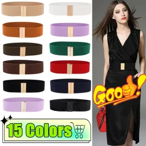 Ceintures larges à bande élastique pour femmes, 15 couleurs, Simple, pour manteau, ceinture de taille, boucle, sangle noire, accessoires de décoration pour robe, dame