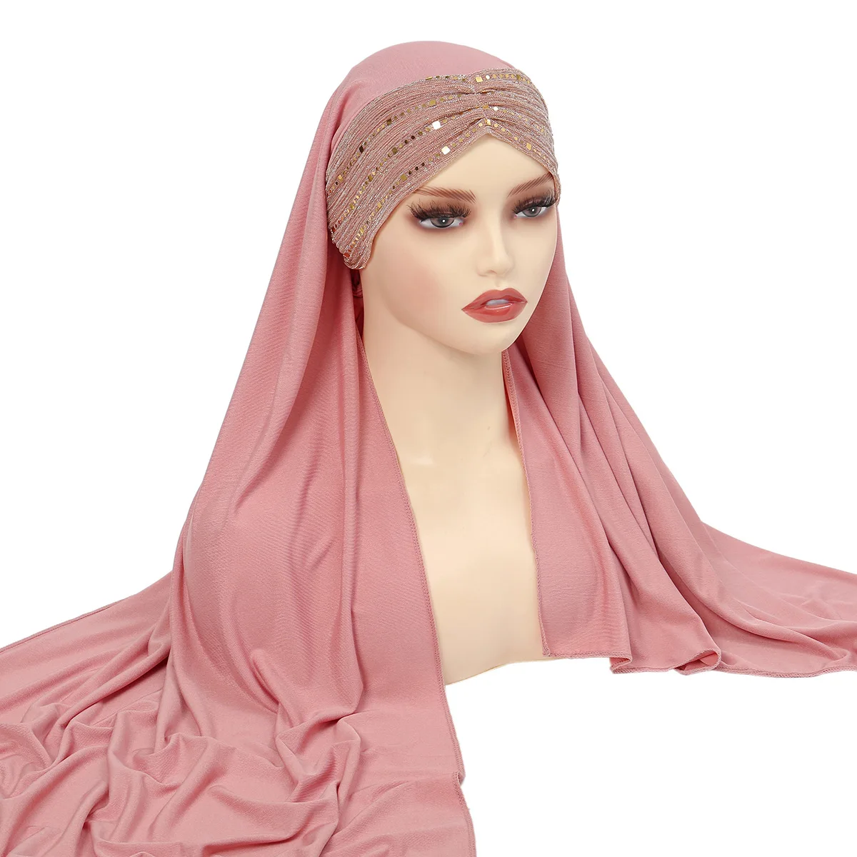nouveau femmes musulmanes khimar paillettes hijab croix front écharpe bandeau vêtements islamiques foulard amira bandeau turbante mujer