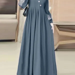 Robes Hijab musulmanes Abaya Eid Mubarek Robe longue Robe 2025 ZANZEA femmes élégantes à manches longues Maxi Robe d&rsquo;été robes amples caftan