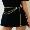 Ceinture de hanche taille haute pour femme, or, argent, métal étroit, franges épaisses, cristal, diamant, corset, mode