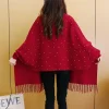 poncho oversize oversize everak cardigan pour femme, châle rond avec manches, extérieur chaud, avant ouverte, cape, automne, hiver