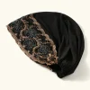 casquette turban en dentelle brodée de luxe pour femmes musulmanes, couvre tête en modal avec strass floraux, couvre chef islamique, bonnet féminin