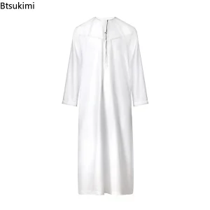 Abaya – Robe islamique pour hommes, robes musulmans, Djellaba, chemises simples à appliques, à la mode, arabe, vêtements ethniques, cadeau, 2026