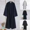 mode style japonais kimono robe couleur unie à lacets longue peignoir pyjamas ceinture coton maison pijama robes vêtements pour hommes
