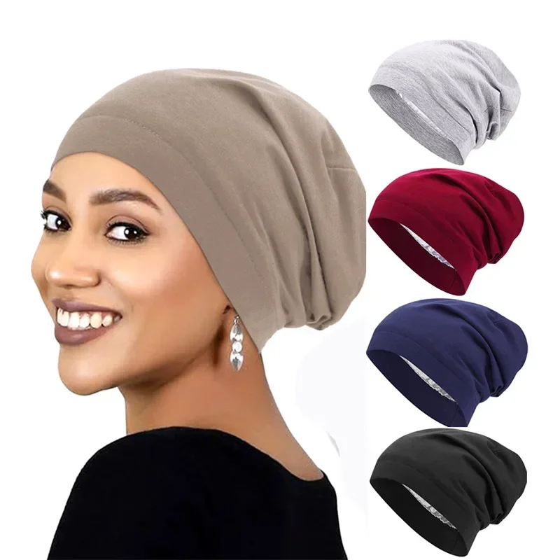 chapeau de sommeil avec couvre tête souple pour hommes et femmes, utilisez pour les cheveux sans friction, tenue de nuit sous hijab