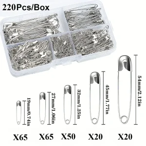 Épingles de sûreté en acier plaqué dégradrésistant à la rouille, arêtes vives pour la couture de vêtements et d&rsquo;artisanat, 5 tailles, 220