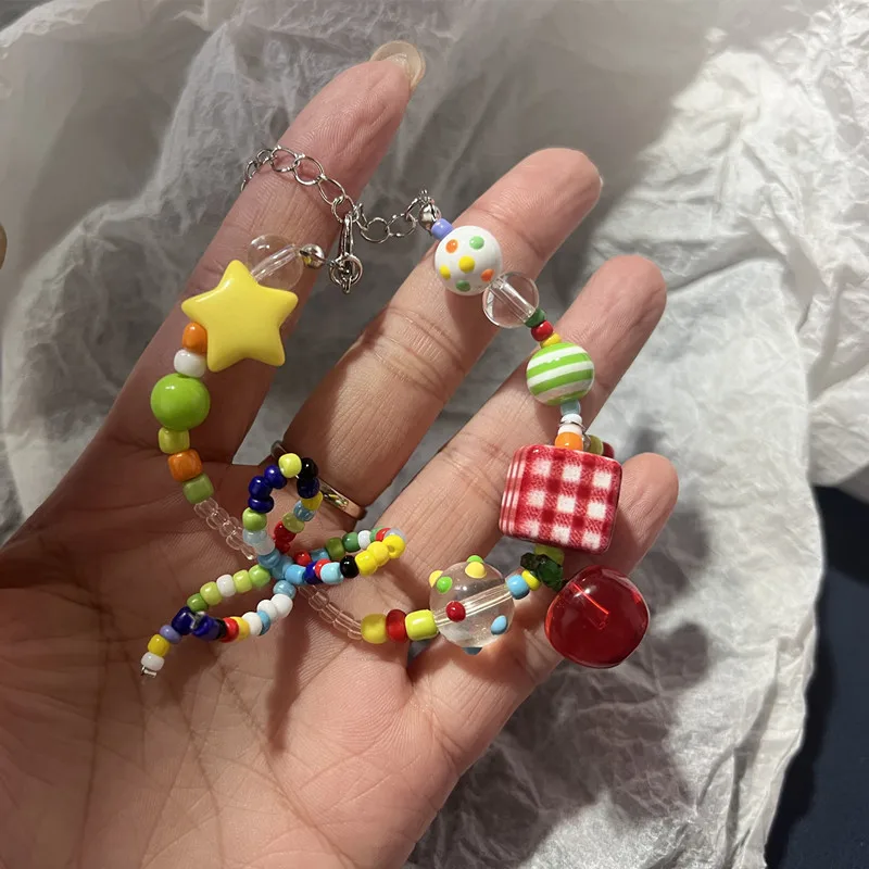 Bracelet de perles colorées pour femmes et filles, Y2K, mode mignon, nœud papillon, perle, étoile douce, bijoux coréens, cadeau de fête