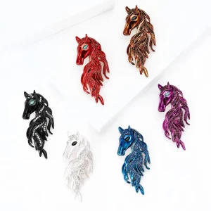 Épingles tête de cheval en strass pour femmes élégantes, accessoires de fête, bijoux fantaisie, cadeaux exceptionnels et polyvalents