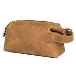 Pochette Vintage de luxe en cuir Crazy Horse, trousse de toilette, sac de rangement pour hommes, sac de maquillage, pochette à main en cuir pour femmes, sac de lavage