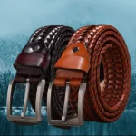 Nouvelle ceinture tressée pour hommes ceinture tissée de luxe en cuir véritable sangles de vache tricoté à la main concepteur hommes pour jean ceinture hommes ceintures