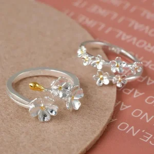 Bagues réglables à ouverture de fleur délicate pour femmes, couleur argent, minimaliste, bijoux fins de fiançailles, cadeau féminin Bagues réglables à ouverture de fleur délicate pour femmes, couleur argent, minimaliste, bijoux fins de fiançailles, cadeau féminin