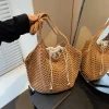 Chic Simple dame grande capacité sacs à bandoulière Shopping sac de plage pour les femmes décontracté paille tissé sac fourre-tout femme sac à main sacs à main