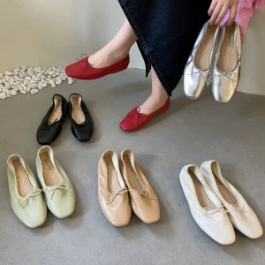 Bailamos 2025 printemps chaussures plates ballerine femmes marque de mode bout carré plat Ballet chaussure femme décontracté sans lacet mocassins zapato Bailamos 2025 printemps chaussures plates ballerine femmes marque de mode bout carré plat Ballet chaussure femme décontracté sans lacet mocassins zapato