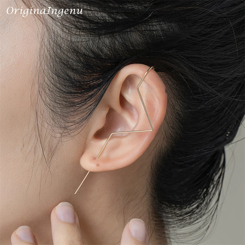 Boucles d'oreilles Piercing, manchette d'oreille, bijoux faits à la main, argent/or, Brinco minimaliste, Vintage, pour femmes, 925