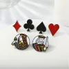 Épingles pour cartes à jouer, dessin animé, épingles à diamant, collier, broches en alliage, sac d&rsquo;école, Badges décoratifs, accessoires, vente en gros