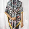 130*130 cm femmes printemps automne mode multi fonction foulard plaid imprimé hijab imité soie concepteur carré écharpe