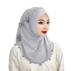 turban hijab musulman avec pompon pour femme, voile islamique, châle, chapeau, bandeau de sauna africain, 1 pièce