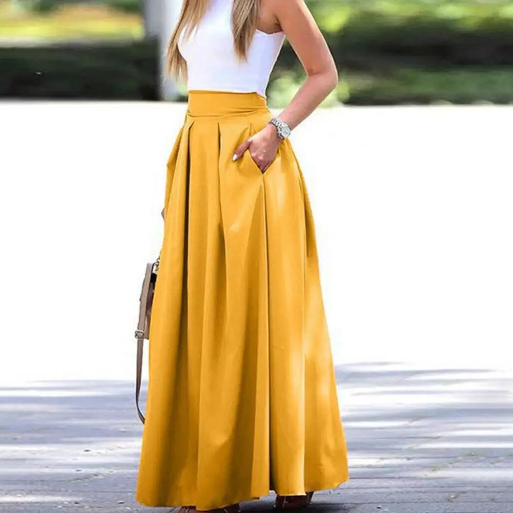 jupe longue taille haute pour femmes, jupe maxi élégante avec taille haute, tissu respirant, coupe amincissante pour les fêtes