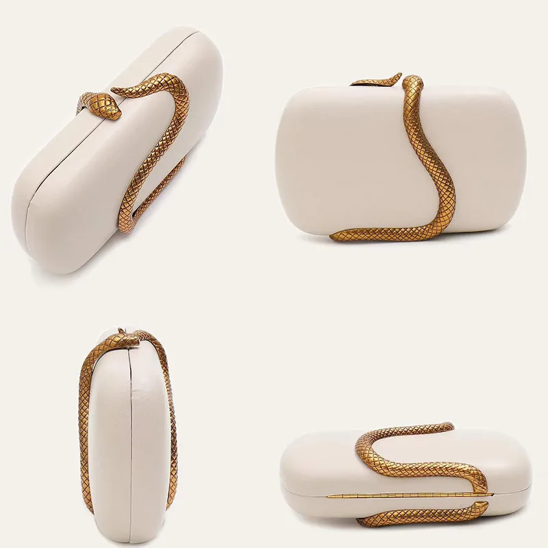 Pochette de soirée serpent, sac à bandoulière de styliste élégant à motif Python pour femmes, sac de boule en forme de boîte à chaîne, sac à main pour Banquet de mariage