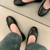 ballerines peu profondes pour femmes, chaussures de danse à bout rond, à la mode, avec nœud papillon, à enfiler, nouvelle collection 2025