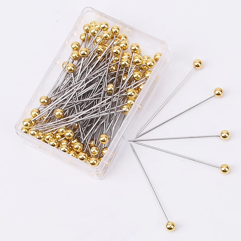 Épingles à coudre rondes en perles, 100 pièces/boîte, épingles à tête multicolores, épingles de Quilting droites pour couturière, positionnement, décoration de bijoux à faire soi-même