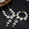 ensemble de bijoux plaqués or 18 carats pour femmes, design classique, collier brillant, boucles d'oreilles et bracelet à fleurs, ensemble de 3 pièces à la mode, m237