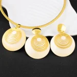 Ensemble de bijoux de dubaï pour femmes, couleur or, Nigeria, collier et boucles d&rsquo;oreilles de luxe, bijoux pour fête de mariage, cadeau de remise de diplôme, tendance