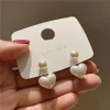 boucles d'oreilles rondes en perles pour femme, bijoux Élégants en forme de cœur, pour ixde mariage, cadeaux de la saint valentin