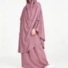femmes 2 pièces jilbab ensembles longue khimar + jupe ensembles robe hijab eid musulman prière vêtement abaya à capuche ramadan robe islamique niqab