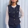 gilet bleu à paillettes pour femmes, nouvelle mode avec ceinture, manteau sans manches, streetwear chic, automne 2024