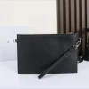 pochette de luxe pour hommes, portefeuille d'affaires décontracté, sac mestrestick, sac à main en cuir souple noir lisse