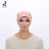 chapeau turban à ruban élastique, chapeau de pirate décontracté de couleur pure, chapeau turban à bascule pour femmes musulmanes, chapeau décoratif de post chhemothérapie