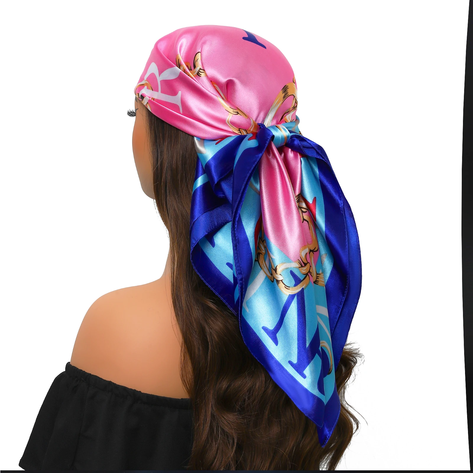 injplanchers f foulard de sauna vintage quatre saisons pour femme, Écharpe de cheveux, hijab, bandana de luxe, 90x90cm