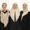 Foulard Hijab instantané à boucle pour femmes musulmanes, Jersey de qualité supérieure, écharpe triangulaire extensible en coton, foulard islamique, enveloppes, voiles Heaband