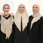 Foulard Hijab instantané à boucle pour femmes musulmanes, Jersey de qualité supérieure, écharpe triangulaire extensible en coton, foulard islamique, enveloppes, voiles Heaband