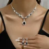 ensemble de 3 colliers gouttelettes de cristal pour femmes, avec boucles d'oreilles, accessoires pour robe de soirée de mariage
